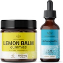 HERBAMA Limão Balm e Ahwagandha Kit - pacote de limão Balm Gummies & Ashwagandha Liquid Drops 2 fl oz - Vegan, Não-GMO, Álcool & Gelatina-Free - 2 Pack
