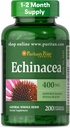 Puritan's Pride Premium Echinacea Natural Whole Herbal Supplement 400mg, Dietary Supplement for Health, Imune System Support, 200 Cápsulas de liberação rápida