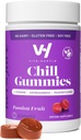 VitaHustle Chill Gummies para alívio do estresse, 300 mg KSM 66 Ashwagandha, L-Theanina, Vegan, Gummies de humor, Cortisol de equilíbrio, Foco (fruto de paixão) 50 Contagem