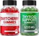 Tart Cherry (90 chicletes) Nível de ácido úrico Suporte para adultos - poderoso antioxidante com sementes de aipo e suporte de tireóide (90 pastilhas) Ashwaganda & Bladderwrack Suplemento de suporte - Vegan & Made in USA