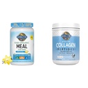 Jardim da vida Vegan Protein Powder - Shakes de substituição de refeições orgânicas crus - Baunilha - proteína de ervilha & grama Fed Colágeno Peptídeos Pó - pó de colágeno sem sabor para mulheres Homens unhas de cabelo juntas