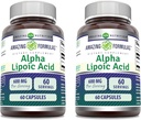 Fórmulas surpreendentes Ácido Alfa Lipóico 600 Mg por suplemento de serviço Cápsulas Não-GMO Gluten Free .