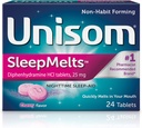Unisom SleepMelts, Sono-Aid noturno, Difenidramina HCI, 24 comprimidos, 25 mg