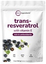 Pó de Trans-Resveratrol puro com vitamina E, 5 onça, 2 em 1 fórmula, pó micronizado para melhor absorção, Suplemento Premium Resveratrol, Super Antioxidante
