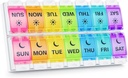 Bug HULL Organizador de pílulas AM PM Artrite amigável, BPA livre caixa de pílulas 2 vezes por dia, grande recipiente de pílulas, organizador de pílulas de medicina semanal, caixa de pílulas 7 dias para vitamina, suplementos