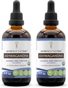 Ashwagandha Tintura Extrato sem álcool, USDA Organic Ashwagandha Withania Somnifera Anti-Stress e Relaxação 2x4 OZ