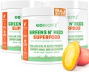 GOBIOTIX Super Greens and Reds Powder - Red and Green Superfood - Suplemento Probiótico - Enzimas Digestivas e Raiz de beterraba em pó - Alimentos Orgânicos inteiros Suplemento dietético (Mango, 3 Pack)
