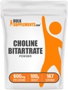 BulkSuplements.com Choline Bitartrate Powder - Suplementos de Choline - Sem sabor e sem glúten, 600mg por serviço, 100g (3,5 oz) (Pack of 1)