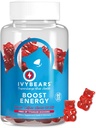 IvyBears® Energia Boost Gummies – Vegan suplementos de energia mastigável com vitamina B12 e cafeína natural – Foco, energia diária e suporte de resistência – Gummies pré-treino – 60 contagem