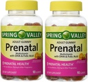 Polivitamino pré-natal adulto de Spring Valley com DHA e ácido fólico (Pacote de 2) 180 gomas Total