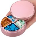 Metal Pill Organizer 4 Compartimentos - Portátil caso de comprimido de viagem diário, caixa de pílulas impermeável para bolsa, Compact Pill Holder Medicine Container Dispensers for Vitamina Cod Suplemento de óleo de fígado rosa