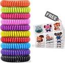 Pulseira Mosquito 20 Pack com 4 patches, Bandas de pulso repelentes de bug à prova d'água, Apto para Crianças e Adultos, Ingredientes naturais e Deet-Free, Controle de pragas, Proteção Interior Segura ao ar livre