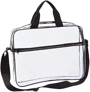 Clear Portfólio Bolsa de Mensageiro com alças Documento de trabalho Titular de armazenamento Organizador de arquivo de viagem transparente com bolsa Zipper frontal e bolso de caneta no lado