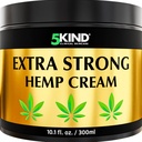 5kind Extra Strong cânhamo Creme 10,1 fl oz - Força máxima - Natural Alivio Alivio Creme comum - Esfregue muscular para as costas inferiores, articulações, pescoço, joelhos e ombros