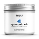 Cápsulas Ultra Alta Pureza Ácido Hialurônico 500mg - 95% Hialuronato de Sódio - Altamente Purificado e Biodisponível - Baixo Peso Molecular - Não-GMO Fermentado - 60 Cápsulas