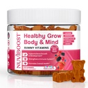Gummies de crescimento saudável altura de crescimento rico em cálcio, vitaminas C, D3, K2, L-Arginina, Ashwagandha, e outros, aumentar a saúde óssea e imunidade, multivitamina, para crianças 5+, adolescentes e adultos.