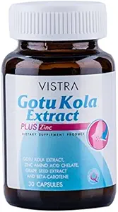 Vistra Gotu Kola Extract Plus Zinc Dietary Supplement Product 30 Cápsulas para Tratamento de Acne
