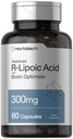 Horbäach Ácido R-Lipoico Estabilizado 300mg ou 60 Cápsulas com Otimizador de Biotina Não-GMO, Suplemento Na-RALA