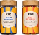 JUGO Beauty + Focus Gummies Bundle – Ashwagandha, Collagen & Biotin – Suporta foco, alívio de estresse, cabelo, pele e unhas – Baseada em plantas, sem glúten