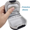 Caso de ajuda auditiva com Fenda de armazenamento de bateria Hard Small 0.59"*2.44"*1.57",Cushion Silicone, para ITE, Aids auditivos BTE (Preto)