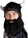 Cabeça de barba Viking Looter - Original Handmade tricô capacete e removível preto barba