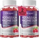 Gomas de magnésio de potássio 500 mg Suplemento de glicinato de magnésio sem açúcar com Magnésio L-treonato, Vitamina D3, Cãis de pernas melhorados, Muscle, Saúde do coração para adultos Raspberry Flavor 180 Conde