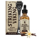 Striking Viking Beard Growth Oil - 2 fl oz, Pack of 1, Vanilla - Thickening Beard Oil com extratos de Jojoba & Argan - Promove o crescimento do cabelo facial & alvos Áreas Patchy - Biotina Fortificada