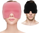 Migraine Chapéu de alívio de dor de cabeça, Gel Cooling Máscara de olhos, Migraine Relief Cap Hot & Cold Therapy Hangover Hat Máscara Odorless Migraine Chapéu de dor de cabeça para Sinus, Olhos Puffy, Tensão, Stress Alief - Rosa
