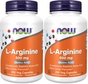 Now Suplementos, L-Arginina 500 mg, Precursor de Óxido Nítrico*, Ácido Amino, 250 Veg Cápsulas (Pacote de 2)