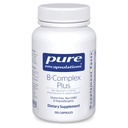 Encapsulamentos puros B-Complex Plus - B Suplemento de vitaminas para apoiar a saúde neurológica, saúde cardiovascular, níveis de energia e suporte do sistema nervoso* - com vitamina B12 e mais - 120 cápsulas