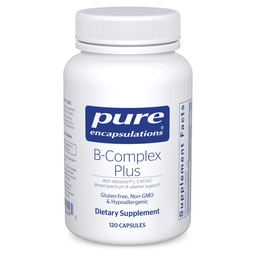 Encapsulamentos puros B-Complex Plus - B Suplemento de vitaminas para apoiar a saúde neurológica, saúde cardiovascular, níveis de energia e suporte do sistema nervoso* - com vitamina B12 e mais - 120 cápsulas