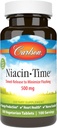 Carlson Niacin-Time 500 mg, Vitamina B-3, Tempo de Libertação, 100 Comprimidos
