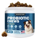 Probióticos para cães, melhorar coceira pele Comichões orelhas, Gut Saúde, equilíbrio de levedura, alergias, imunidade, probióticos do cão e enzimas digestivas com prebióticos, reduzir a diarreia (frango, 120 mastigações)