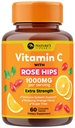 Vitamina C 1000mg Suplemento mastigável - Força extra Imune Support Suplemento dietético vitamina C com Rose HIPS, VitaminaC Antioxidante Suporte da natureza, Natural, Vegan, sabor laranja - 60 comprimidos