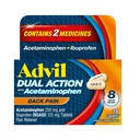 Advil dupla ação dor dor Caplets fornece 250mg de ibuprofeno e 500mg de acetaminofeno por dose para 8 horas de alívio da dor nas costas - 18 contagem