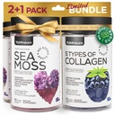 Colagen e Sea Moss Gummies Bundle - Colagen Peptides, Irish Sea Moss, Biotin, queratina, Bladderwrack - Gummy Suplemento para Imunidade, Detox, Cabelo Saudável, Pele e unhas - para homens e mulheres