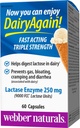 Webber Naturals Dairy Mais uma vez 250mg Lactase Enzima Tripla Força, 60 Cápsulas