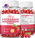 Pigmentos de magnésio de potássio Citrato de potássio 99mg Citrato de magnésio 250mg Suplemento Complexo de potássio de magnésio, Suporte Imune, 60 gomas de framboesa 2 Pack
