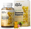 Gummies de suporte imunológico selvagem e orgânico - Elderberry 1000mg & Vitamina C 500mg - Suplemento de suporte imunológico natural - Gummies de imunidade Vegan com Zinco de vitamina C D - 60 contagem
