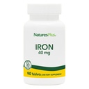 NaturesPlus Iron - 40 mg, 90 comprimidos - Vegetariano, sem glúten - 45 Servings