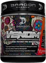 DRAGON PHARMA Venom Extrema potência pré-treino, Laser Sharp Focus + Energia, Desempenho Intenso, Ingredientes comprovados para Vasodilatação e Endurance melhoradas (40 Servings, Mangonada)
