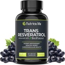Trans Resveratrol Suplemento 500mg Potent Anti Envelhecimento Fórmula, poderoso antioxidante para o coração e saúde celular, Suplementos de reforço do cérebro com Bioperine, 60 Vegan Caps