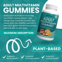 Gummies multivitamínicos baseados em plantas, multivitamínicos diários para homens e mulheres com vitaminas A, C, D, E, B-3, B-6, B-12, Biotina, inositol, Não-GMO, Glúten Livre, 60 contagem (30 dias de fornecimento)