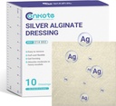 Alginato de prata conkote Alginate Alginate Dressing Pads 2” x 2”, 10 Pack, Não-Stick Padding Ag Patches, Altamente Absorvente para Úlcera de Pressão, Dor na Cama e Pé Diabético Ulcer