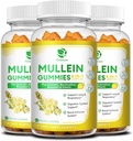 (3 Pack) 9 em 1 Gummies Mullein para Lung Cleanse & Detox, Extrato de Folha de Mullein extra força w / Quercetin, Bromelain, Elderberry & Marshmallow para respiratório, imunológico & digestivo, Vegan, 180 Contagem