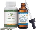 Remédios nativos Clear Sinus & Garganta ComboPack - Muco homeopático natural para Fleuma e Congestão e Suplemento de ervas AllergiClear-S para a saúde respiratória e função