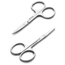 Cabelo facial Tesoura para homens - sobrancelha, cabelo de nariz, bigode, barba, pestanas, Kit de corte de ouvido - Clippers de ponta de segurança curvado e arredondado para corte de cabelo - 2PCS Prata