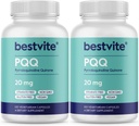 BESTVITE PQQ 20mg (Pyrroloquinolina Quinone) (240 Cápsulas vegetarianas) (120 x 2) - Sem Estearatos - Vegan - Não GMO - Gluten Free
