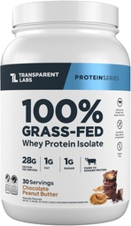 Laboratório Transparente Whey-Fed Protein Isolate - Naturalmente aromatizado, sem glúten Whey Protein Powder com 28g de proteína por serviço & 9 Aminoácidos - 30 Servings, Chocolate manteiga de amendoim