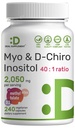 Myo-Inositol & D-Chiro Inositol Supplement for Women (40:1), 2,050mg Por Servindo, 240 Cápsulas Veggie, com Folato, Vitamina D3 & Vitex, Equilíbrio Hormonal e Suporte ao Ciclo,